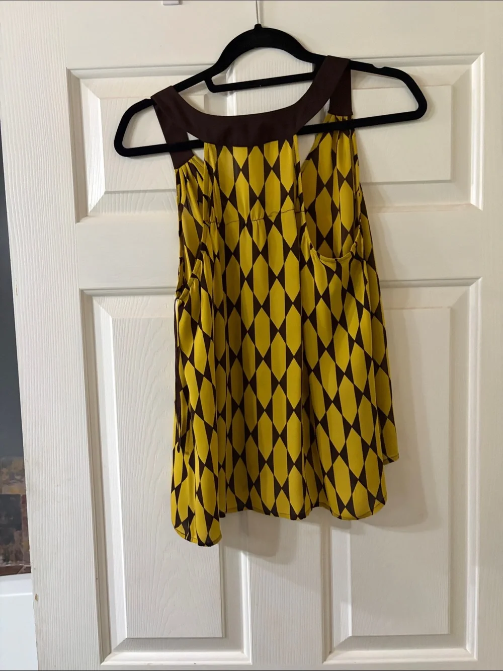 Michael Kors Yellow and Brown Geometric Print Tank